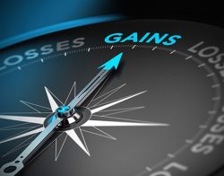 compass pointing to gains