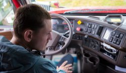 Truck driver in his cab