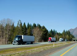 trucks on a highway