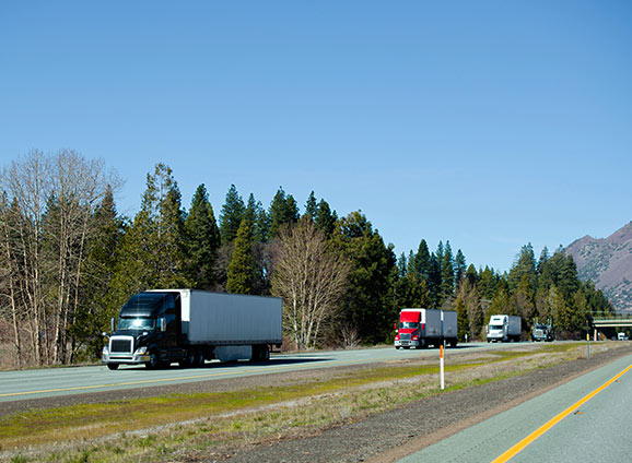 trucks on a highway