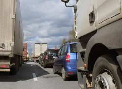 trucks stuck in traffic