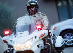 Law enforcement officer on a motorcycle